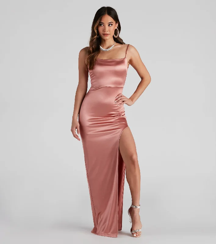 Time-Sensitive Offer Ayla High Slit Satin Dress