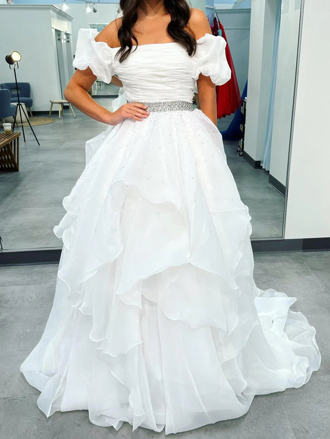 Shop & Save Today Beaded A-line/Princess Off Shoulder Wedding Dress