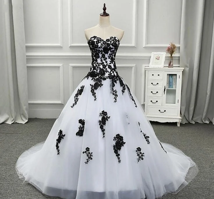 Super Savings Strapless Beautiful White and Black Long Prom Dress Ball Gown Wedding Dress,DP623 Super Savings Strapless Beautiful White and Black Long Prom Dress Ball Gown Wedding Dress,DP623