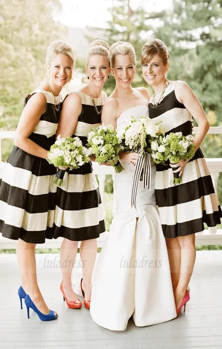 Weekend Markdowns Black And White Striped Bridesmaid Dresses