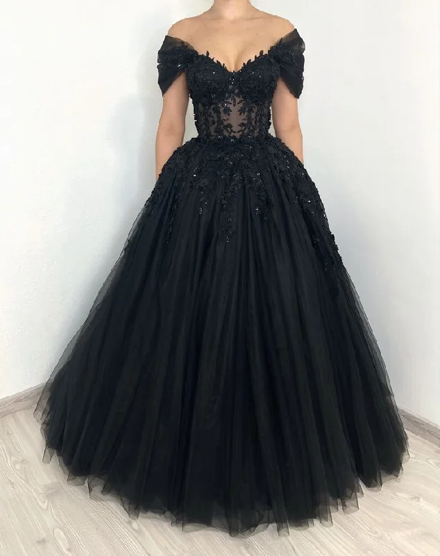 Weekend Massive Discounts Black Gothic Floral Beaded Corset Tulle Alternative Wedding Dress Long Prom Dress,DP834 Weekend Massive Discounts Black Gothic Floral Beaded Corset Tulle Alternative Wedding Dress Long Prom Dress,DP834