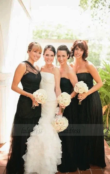 Weekend Big Discount Event Black Sweetheart Mismatched Bridesmaid Dresses