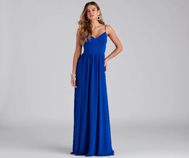 Big Bargain Bonanza Brailey Formal Chiffon A-Line Long Dress