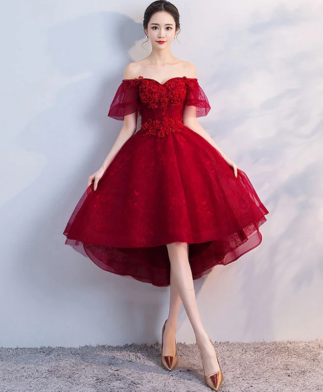 Best Price Ever Burgundy Tulle Short Prom Dress, Homecoming Dress