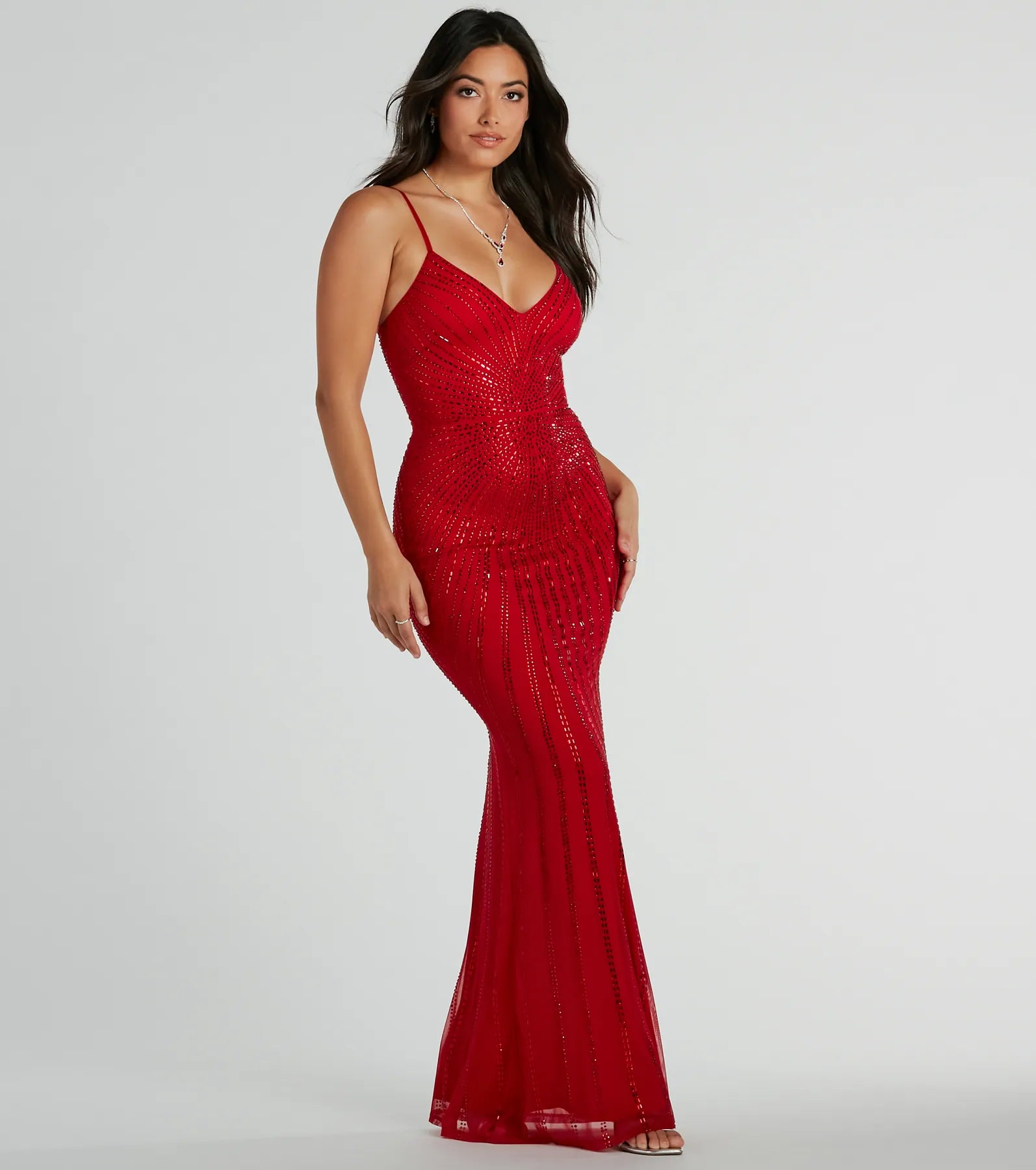 Offer of the Day Cameron V-Neck Rhinestone Slim Formal Dress