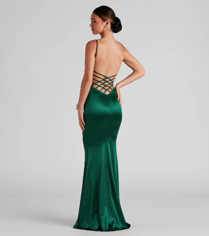 Only for You Camille Formal Satin Caged Dress