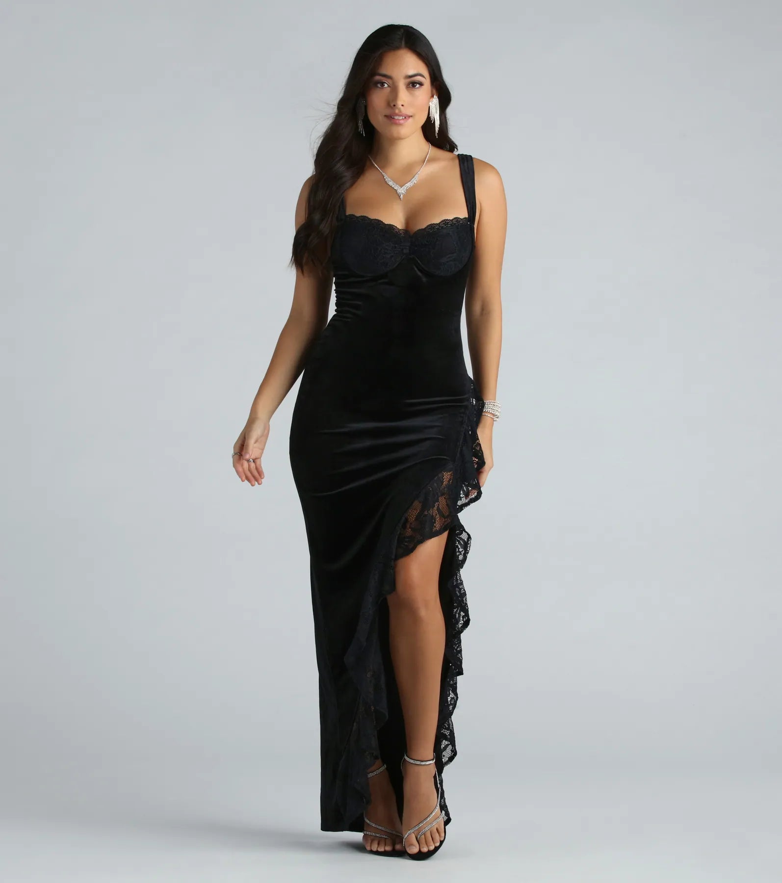 Weekend Limited-Time Offers Cece Formal Velvet Lace Sweetheart Long Dress