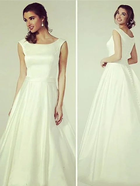Shop & Save More Cheap Wedding Dresses Aline Vintage Long Train Romantic Simple Bridal Gown JKW196