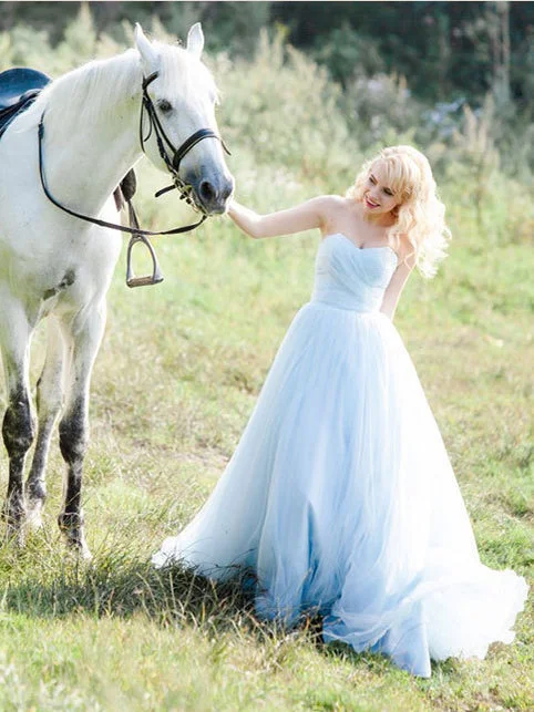 Offer of the Day Cheap Wedding Dresses Romantic Sweetheart Floor-length A Line Colored Bridal Gown JKW200