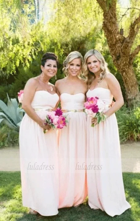 Seasonal Sale Chiffon Long Bridesmaid Dresses,Sweetheart Wedding Party Dress