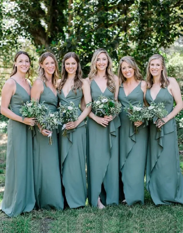 Weekend Super Savings Chiffon Peacock Bridesmaid Dresses with Split
