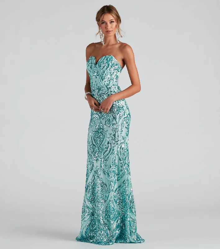 Flash Discounts Cordelia Formal Damask Sequin Dress