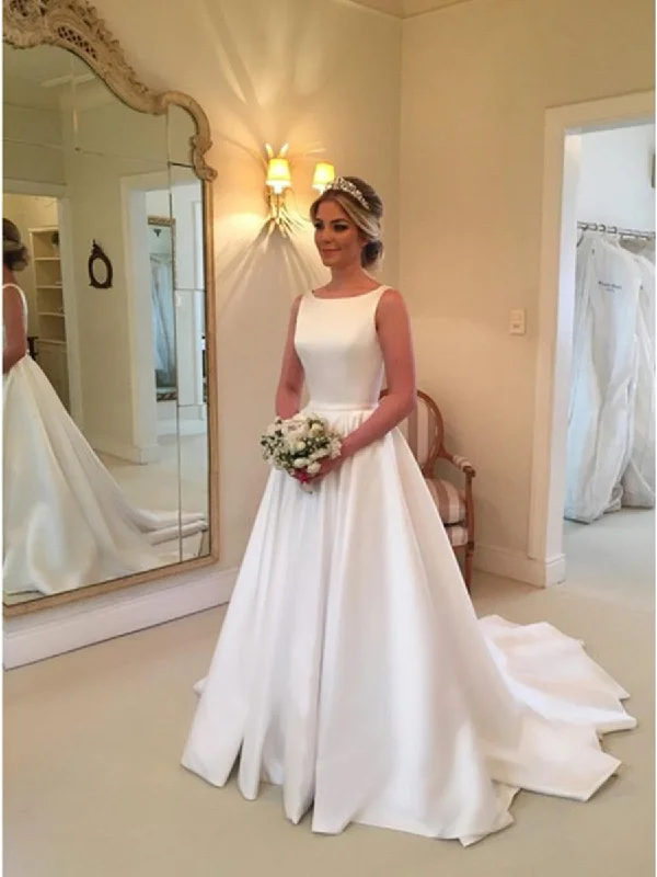 Exclusive Pricing Custom Made Backless Ivory Wedding Dresses with Sweep Train, Backless Prom Dresses