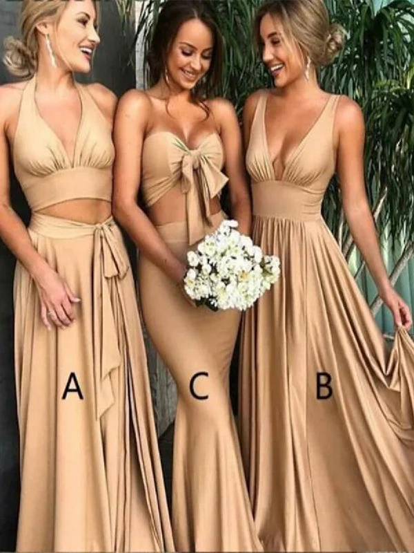 Shop Now and Save Custom Made Champagne V Neck/ 2 Pieces/ Mermaid Bridesmaid Dresses, Champagne Formal Dresses, Wedding Party Dresses/ Prom Dresses