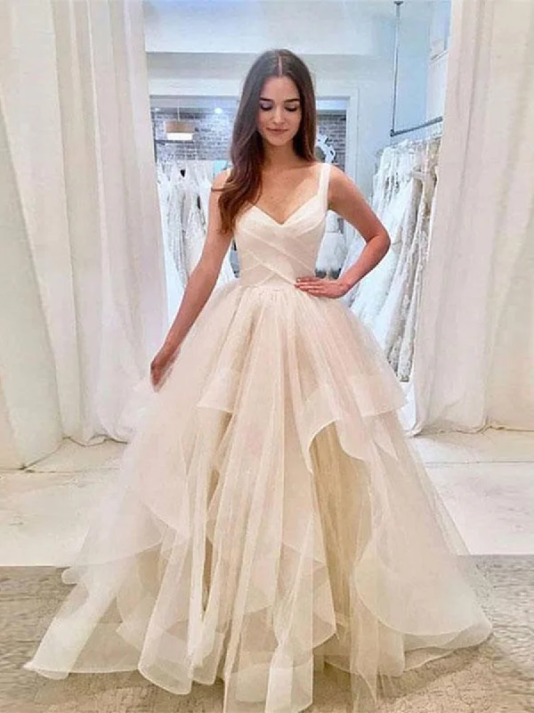Special Price Drop Custom Made Sweetheart Neck Light Champagne Wedding Dresses, Organza Prom Dresses, Light Champagne Formal Dresses