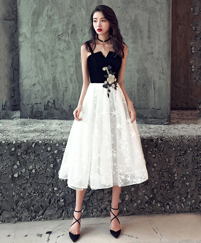 Best Price Guarantee Cute Black And White Short Prom Dress, Homecoming Dress