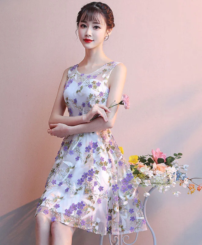 Deal of the Week Cute Tulle Purple Flower Short Prom Dress Tulle Homecoming Dress