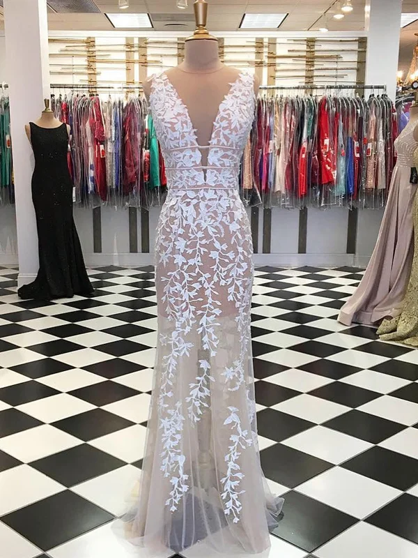 Weekend Flash Markdown Deep V Neck Champagne Lace Prom Dresses, V Neck Champagne Lace Wedding Dresses Formal Evening Dresses