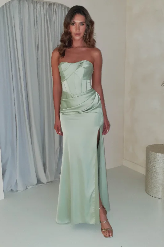 Weekend Steal of the Day Donatella Strapless Gown | Sage Green
