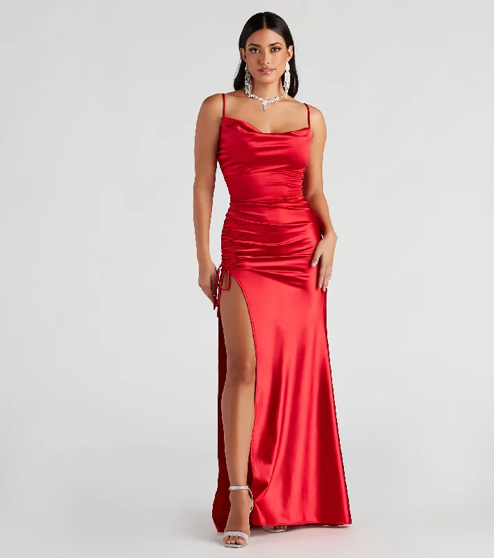 Weekend Deal Rush Drea Formal High Slit Ruched Dress