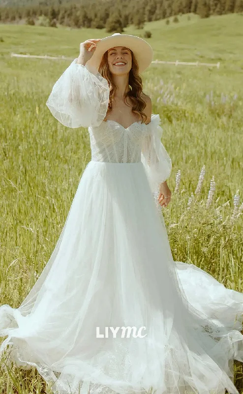 Special Shopping Event LW223 - A Line Sweetheart Lace Pleated A Line Long Wedding Dress With Removable Sleeves Special Shopping Event LW223 - A Line Sweetheart Lace Pleated A Line Long Wedding Dress With Removable Sleeves