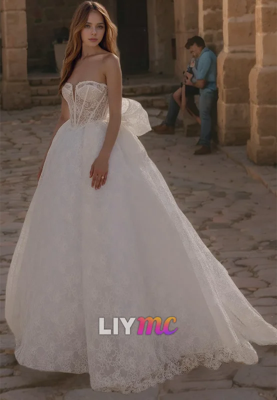 Big Bargain Bonanza LW380 - A Line Sweetheart Romatic Lace Wedding Dress
