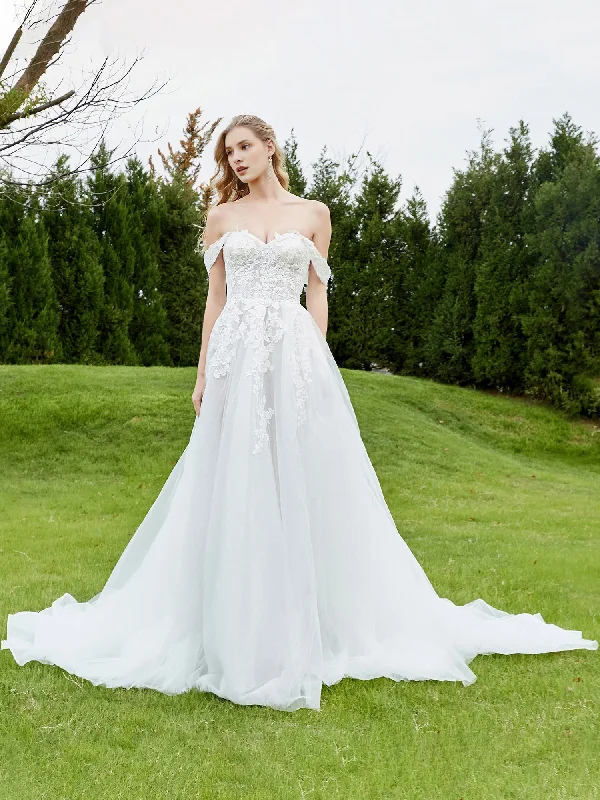 Massive Sale Event Embroidered off shoulder A-line wedding dress