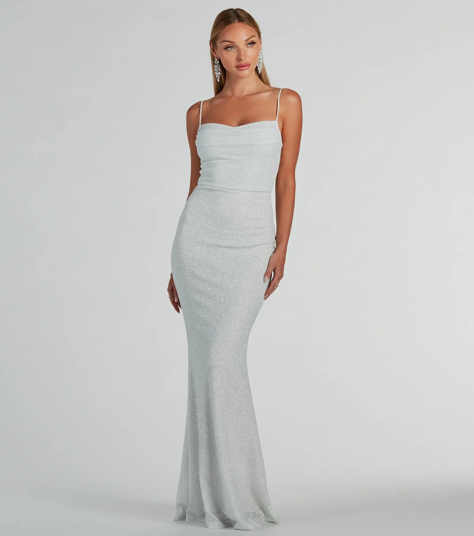 Weekend Exclusive Offers You’ll Love Erica Cowl Neck Mermaid Glitter Formal Dress