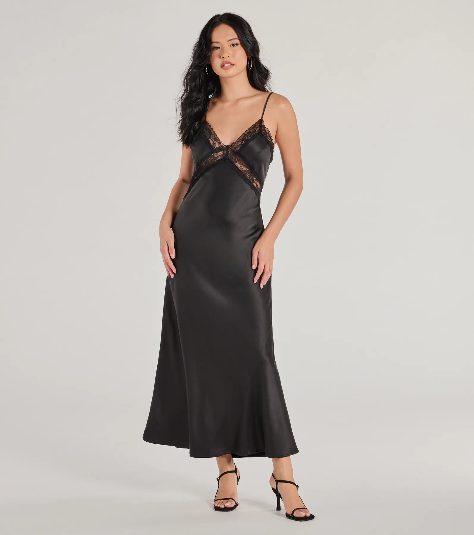 Weekend Clearance Event Ethereal Beauty Satin and Lace Long Slip Dress