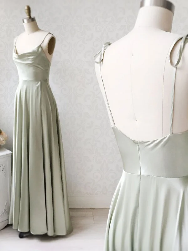 Gray green long prom dress, Gray green bridesmaid dress,DS1981