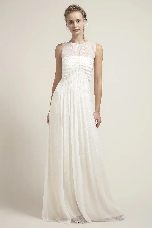 Weekend Price Slash Event HB6899 Art Deco Inspired Pleated Silk Chiffon Wedding Dress Weekend Price Slash Event HB6899 Art Deco Inspired Pleated Silk Chiffon Wedding Dress