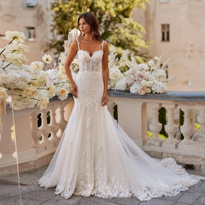 Weekend Shopping Highlights Ivory Lace Mermaid Trumpet Corset Bridal Gown