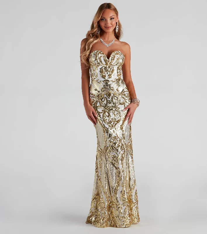 Weekend Shopping Fever Jaylene Formal Sequin Scroll Dress