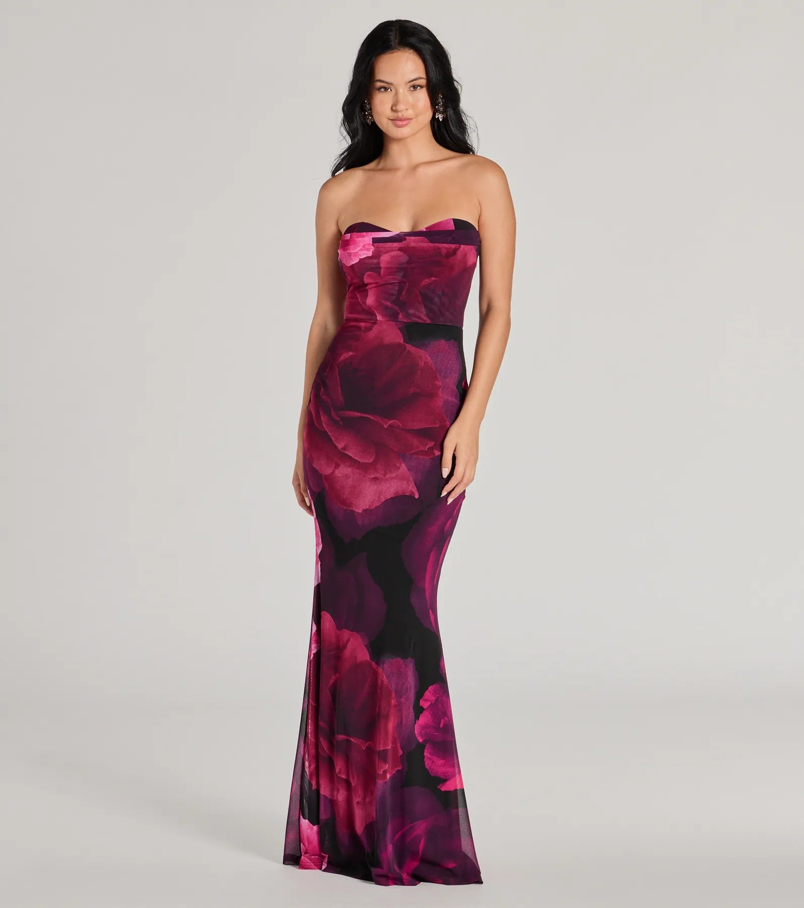 Weekend Offers Galore Julianna Floral Mesh Strapless Mermaid Dress