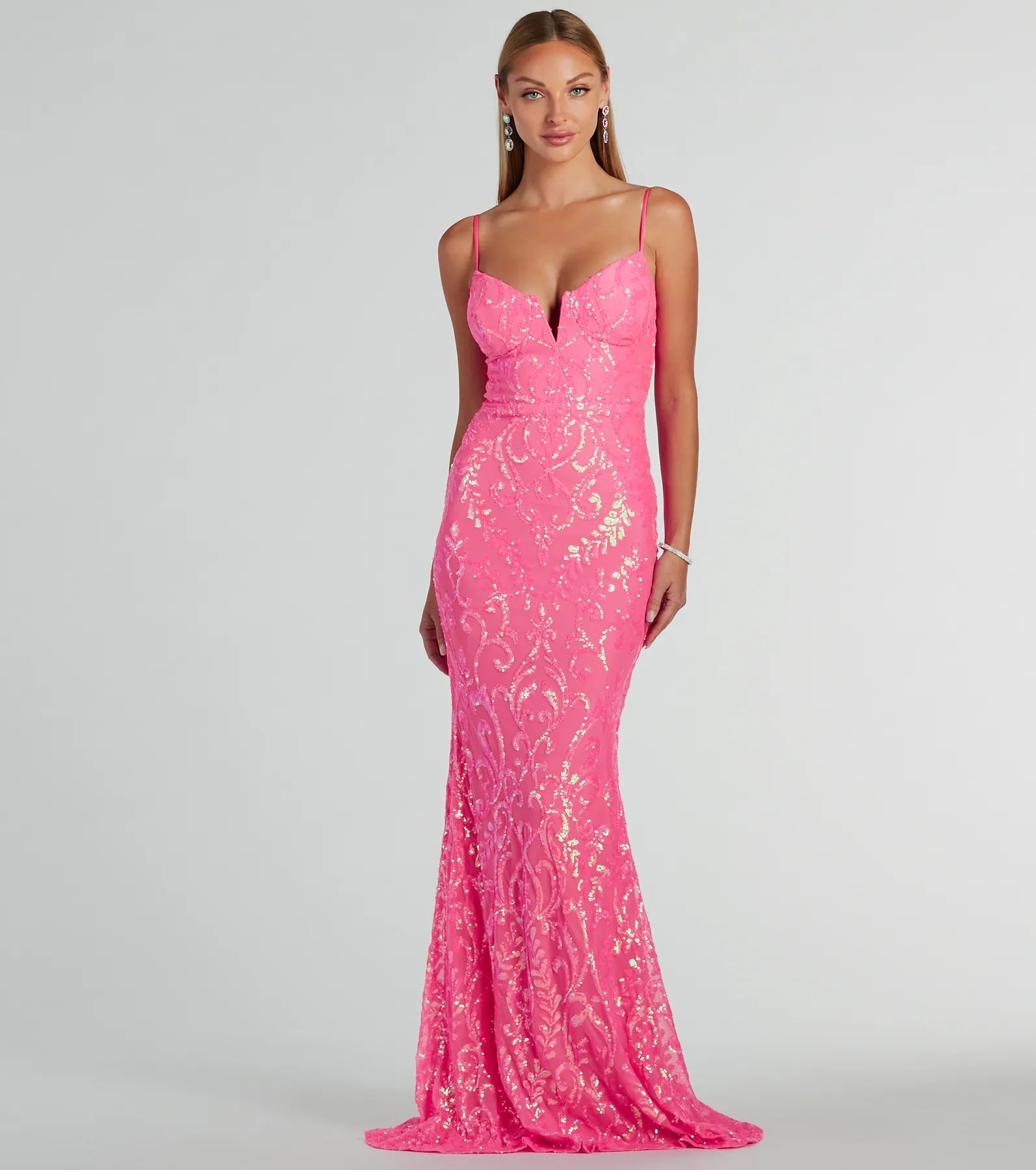 The Big Clearance Julissa V-Neck Sequin Mesh Mermaid Dress