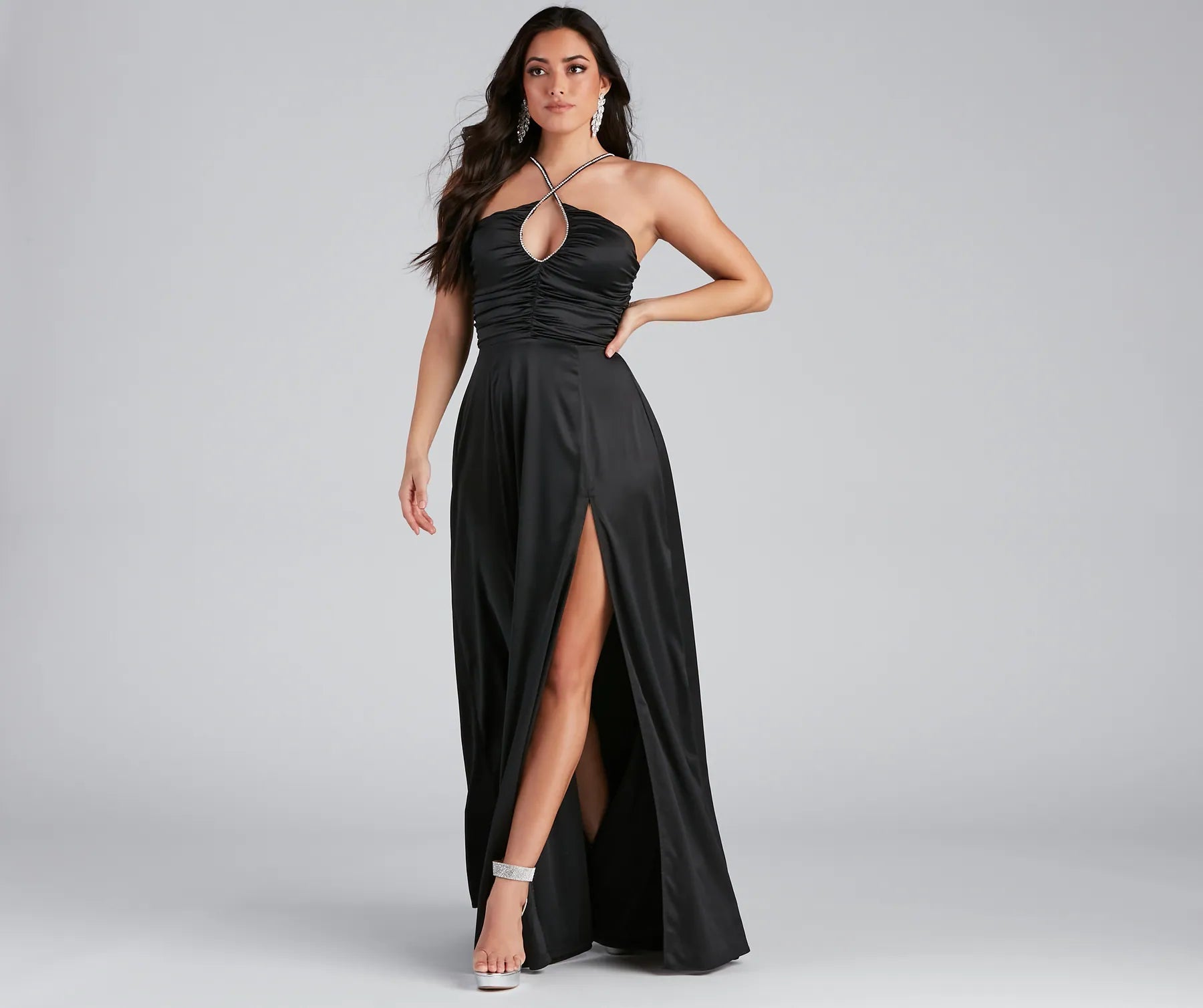 Best Offers Kaelie Formal Satin A-Line Dress