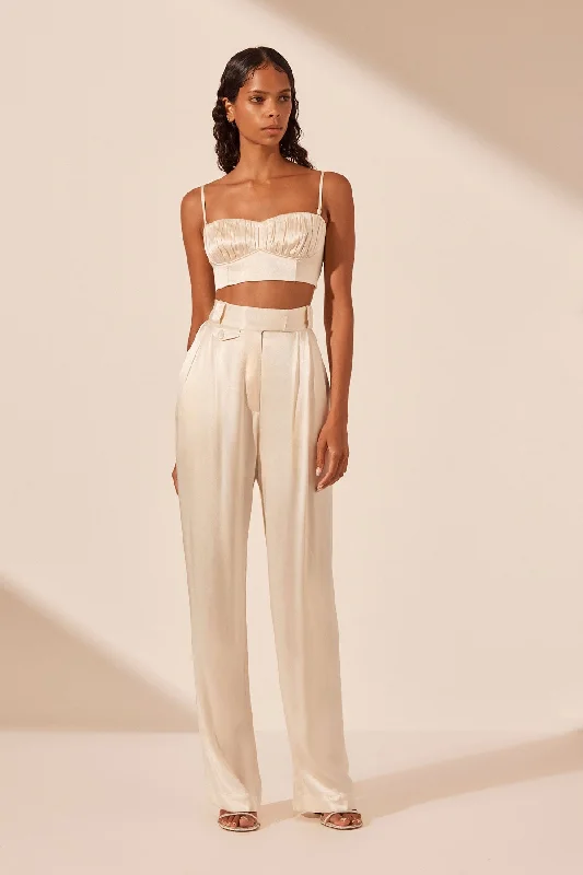 The Big Clearance LA LUNE CORDED RUCHED BRALETTE - CREAM