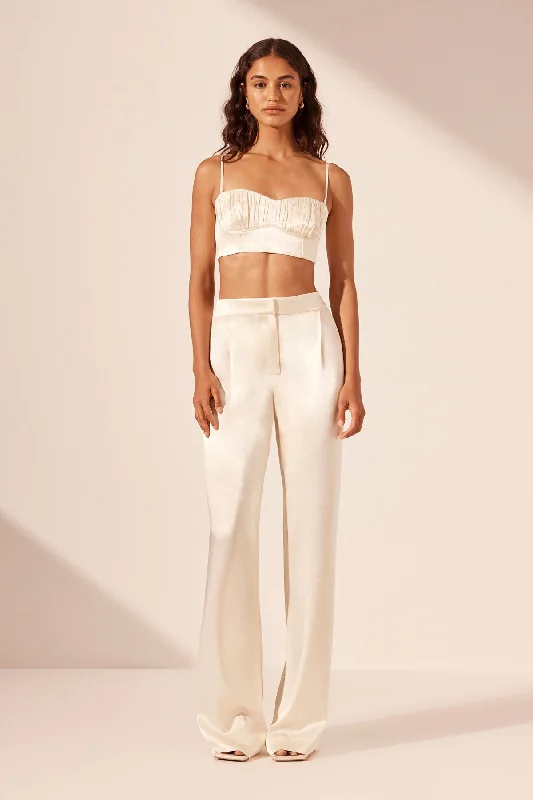 Weekend Deal Rush LA LUNE MID RISE STRAIGHT LEG PANT - CREAM