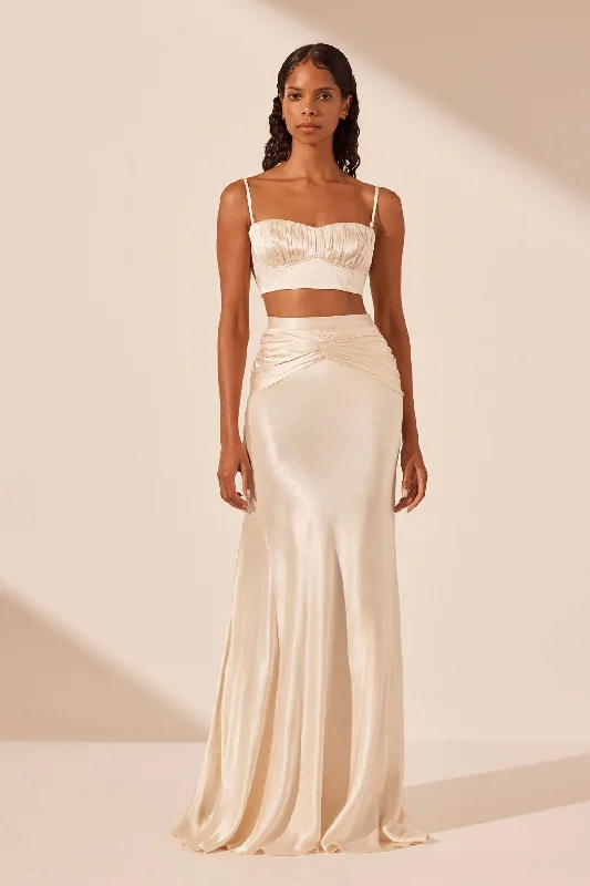 Best Deal of the Day LA LUNE RUCHED MAXI SKIRT - CREAM