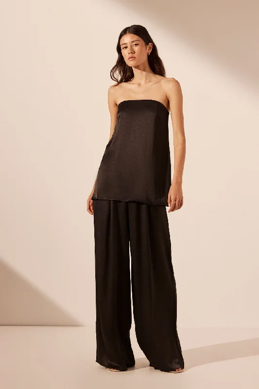 Weekend Sale Frenzy LA LUNE STRAPLESS COLUMN TOP - BLACK