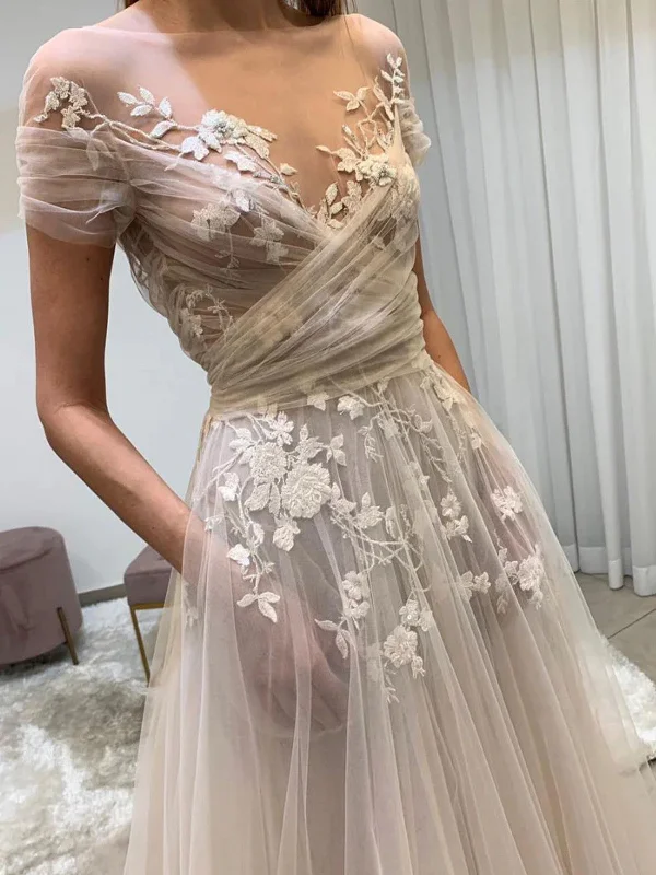 Offer of the Day Light Champagne Tulle Lace Long Prom Dress, Lace Champagne Tulle Long Evening Dress Offer of the Day Light Champagne Tulle Lace Long Prom Dress, Lace Champagne Tulle Long Evening Dress