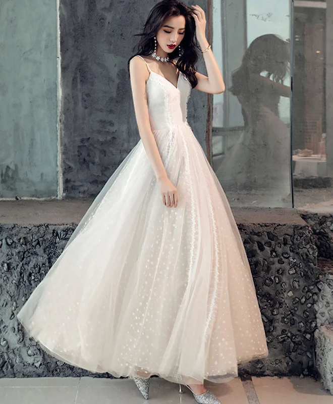 Weekend Special Shopping Event Light Champagne V Neck Tulle Lace Prom Dress Formal Dress