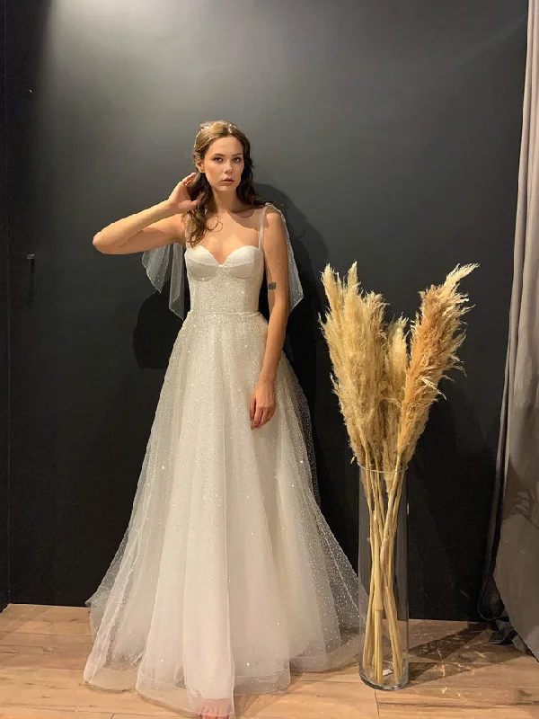 Weekend Massive Discounts Lovely Corset Sequin Tulle Wedding Dresses, Shiny Wedding Dresses, Long Bridal Gown, 2022 Wedding Dresses