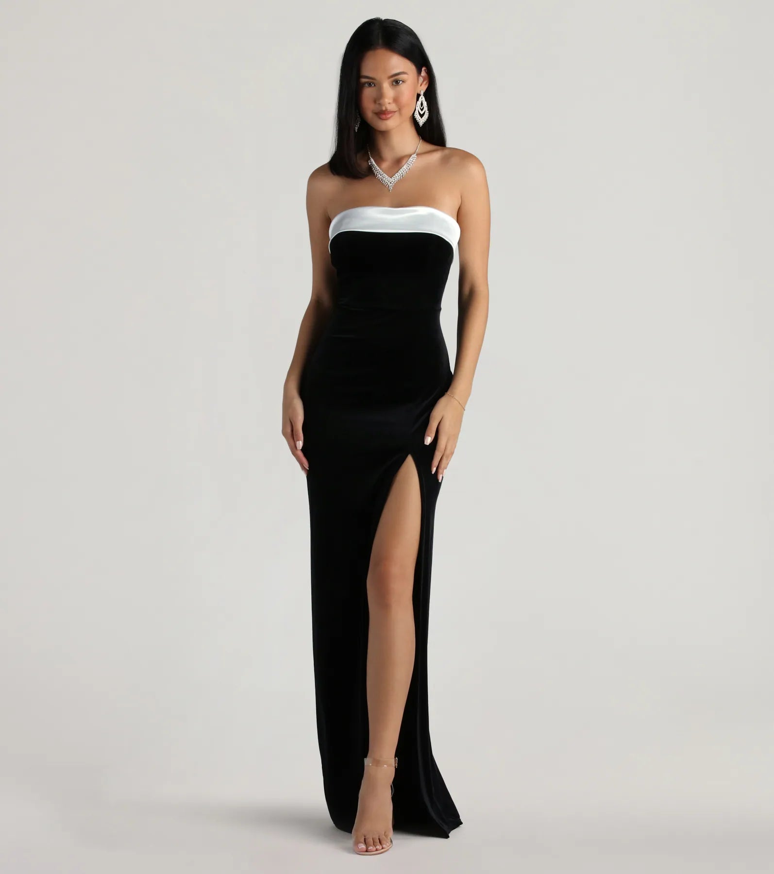 Weekend Must-Have Offers Marilyn Formal Velvet Strapless Satin Long Dress