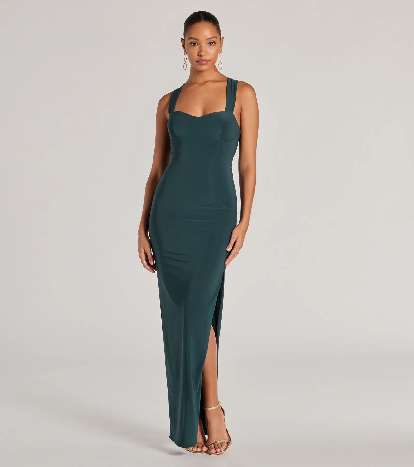 Weekend Deal Rush Marleigh Lace-Up High Slit Formal Dress