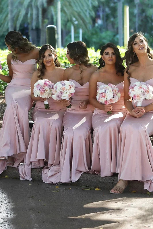 Weekend Special Bargains Mermaid Long Strapless Blush Pink Satin Bridesmaid Dresses Party Dresses Weekend Special Bargains Mermaid Long Strapless Blush Pink Satin Bridesmaid Dresses Party Dresses