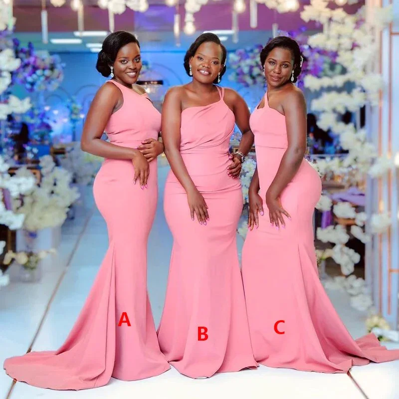 Big Sale Event Mermaid Pink Sleeveless Mismatchy Long Bridesmaid Dresses