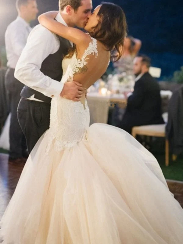 Unbeatable Offer Mermaid Wedding Dresses Trumpet Long Train Romantic Lace Sexy Big Bridal Gown JKW206