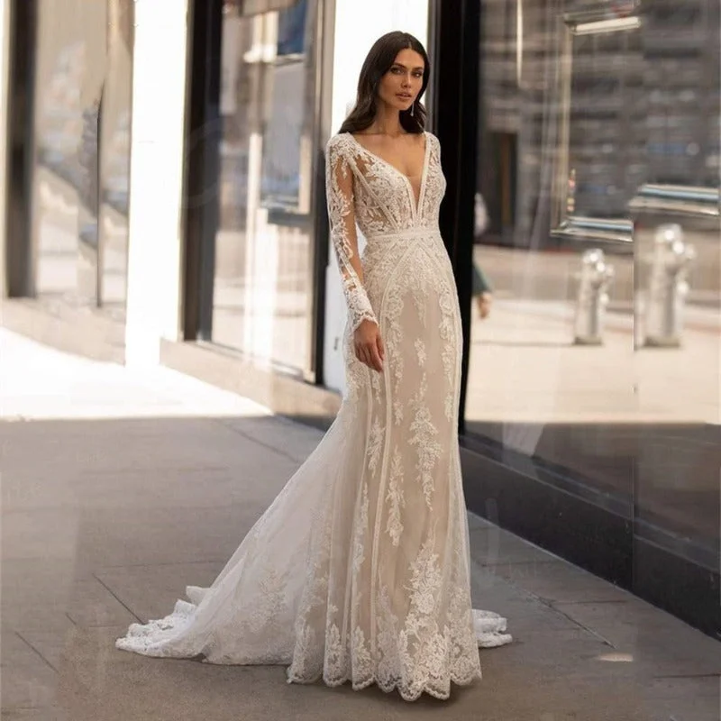 Bargain Alert Modern Lace Mermaid Wedding Dress WD4006