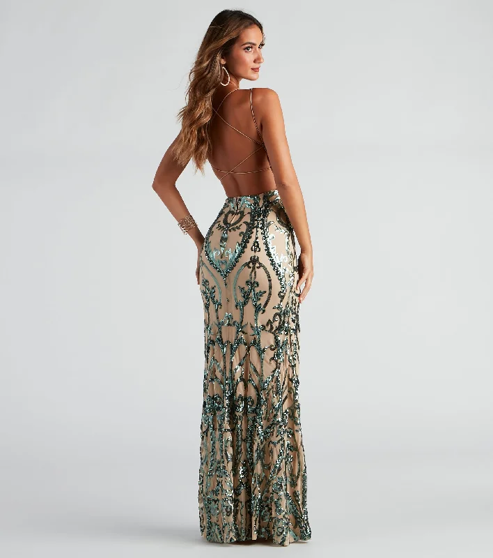 Weekend Limited-Time Offers Natalie Sequin Scroll Formal Dress